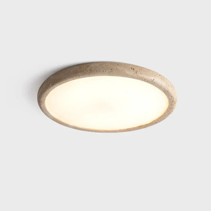 Nordic Yellow Travertine Simple Ceiling Light Retro Cream Style Living Room High-end Feeling LED Modern Bedroom Decorate Texture