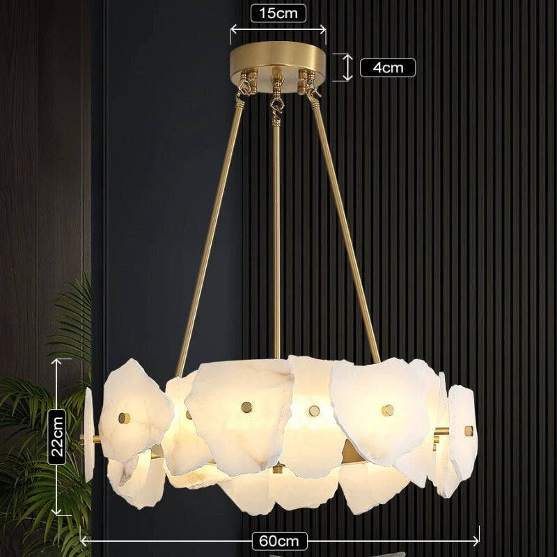 Modern Natural Marble LED Pendant Light - Luxury Stone Ceiling Chandelier Lamp Fixture for Dining Table, Living Room & Bathroom
