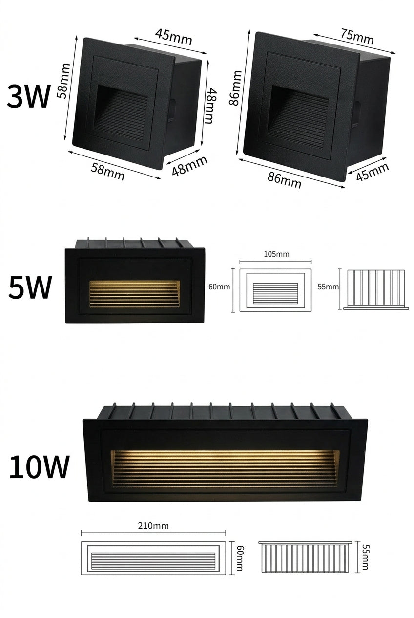 Dimmable 3W 5W 10W LED Wall Lamp Aluminum Stair light Recessed LED Step Lamp Pathway Wall Corner Lamps AC85-265V Wall Light DC12