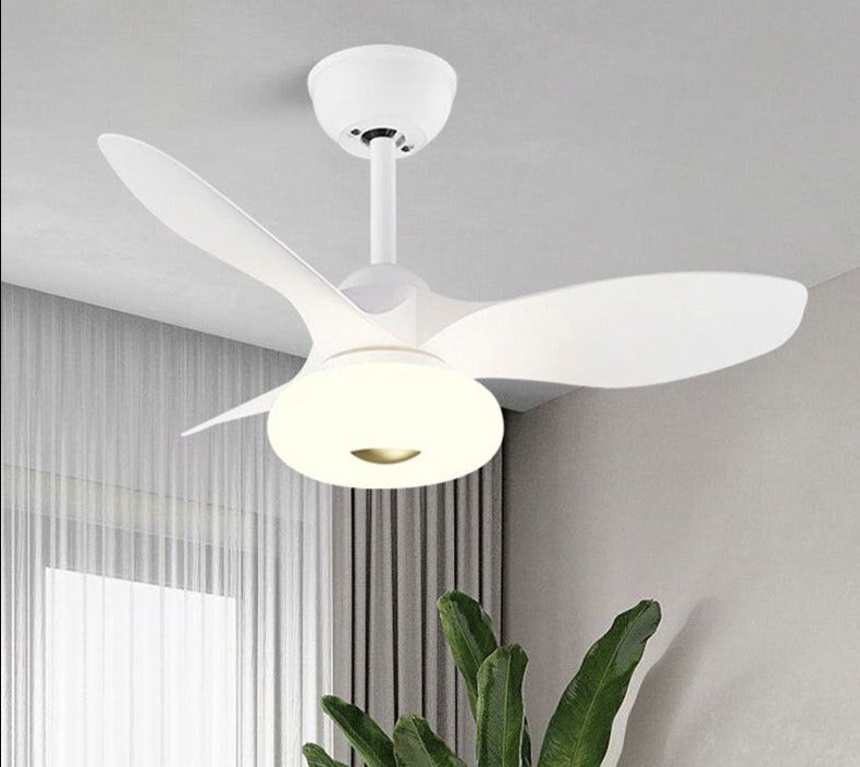 New Nordic bedroom fan light ultra-thin frequency conversion mute restaurant ceiling fan light children's room bedroom fan lamp