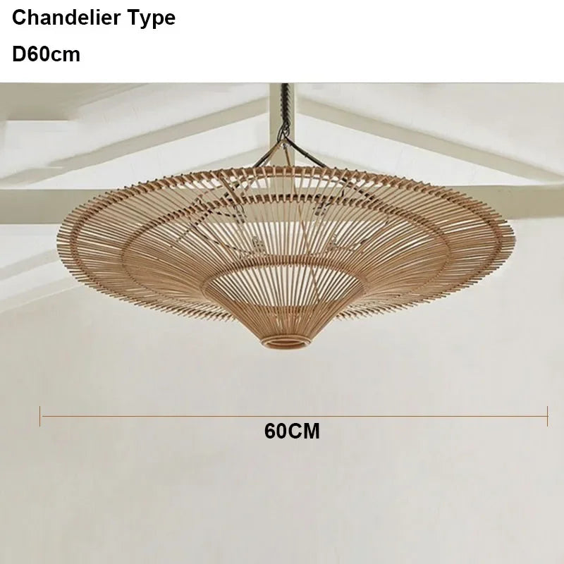 Japanese retro Wabi sabi pendant lamp restaurant Southeast Asian handmade rattan lamp home decoration living room bedroom lamp