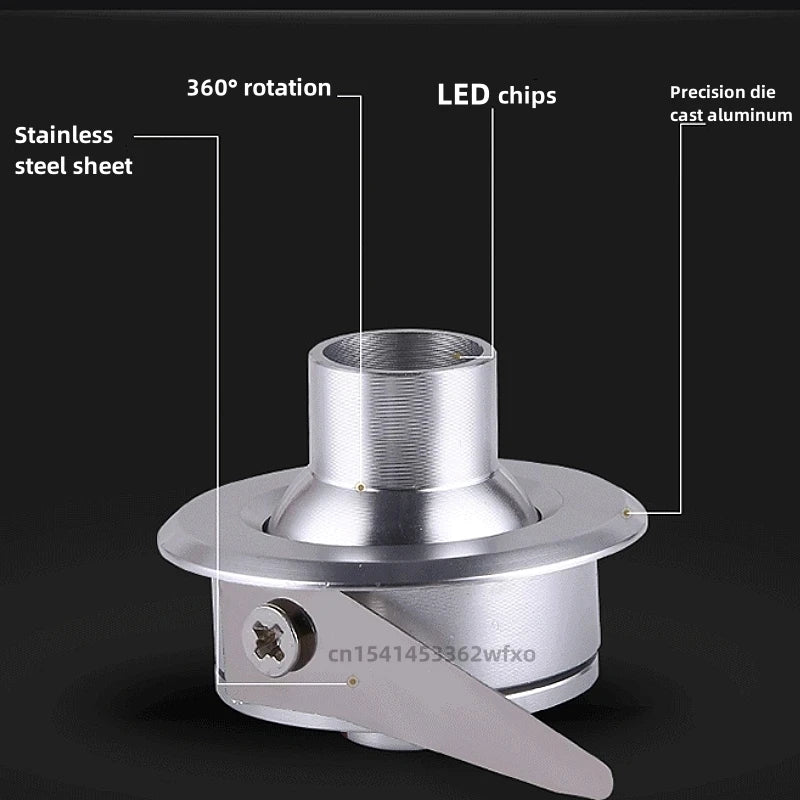 3W Mini LED Recessed Spotlight - Adjustable Angle Display Case Downlight