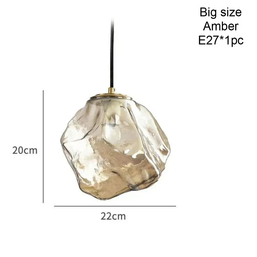 Ice Crystal Pendant Lamp Nordic Minimalism Bedside Restaurant Mirror Front Atmosphere Droplight Glass Stone Ceiling Chandelier