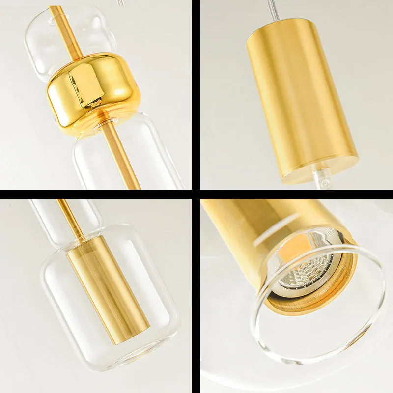 Modern Clear Glass Pendant Lamp Gold Black Metal Hanging Light Fixtures Drop Shipping For Dining Room Kitchen Bar Shop Bedside