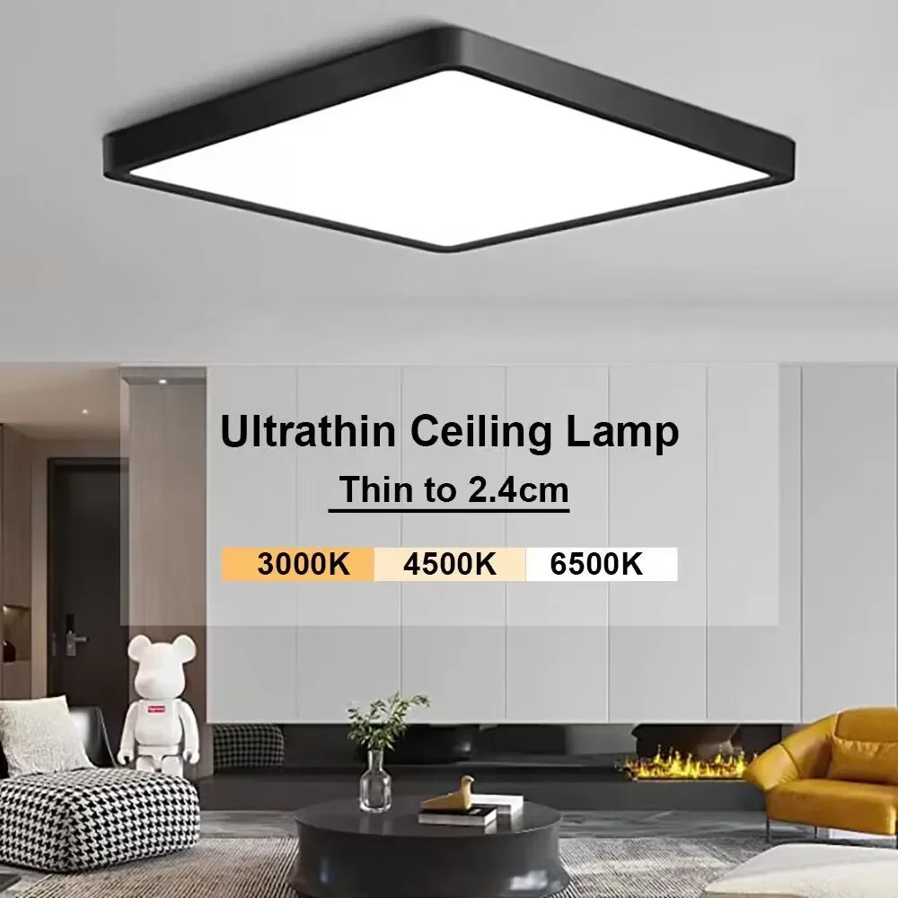 Square LED Ceiling Lights 0.9inch Ceiling Lights 36w 24w Smart Remote/App Voice Control Alexa/Google Control Large Living Room
