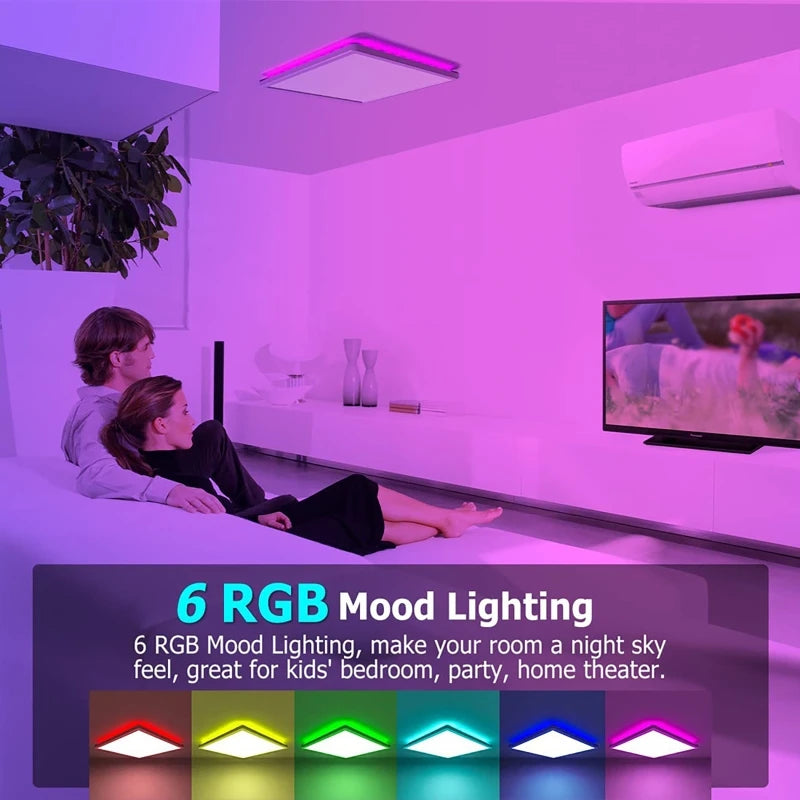 4W Square Tuya WiFi LED Ceiling Light Dimmable RGBCW Lamp with Remote Control for Living Room Bedroom Decor and Ambient Light