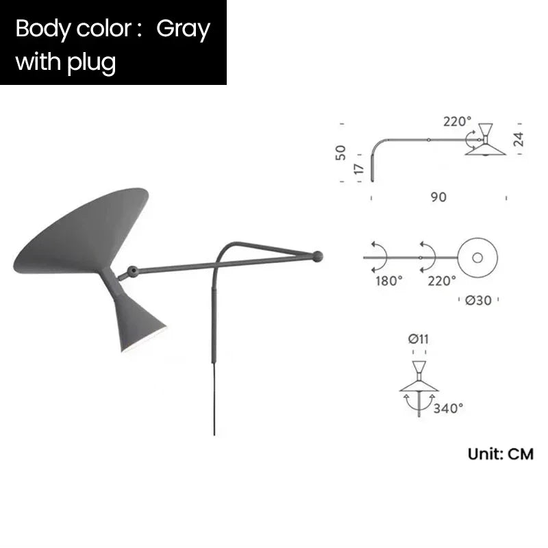 Rotary Wall Lamp Sconce Light Adjustable Up and Down Lighting For Living Room Bedroom