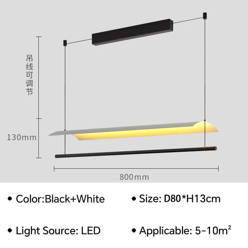 Nordic Minimalist LED Linear Pendant Light - Modern Industrial Hanging Chandelier for Dining Room, Kitchen Island, Bar & Office