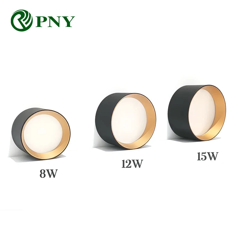 Small LED Ceiling Lights 8W 12W 15W Round Surface Mounted Downlight Black+Gold White+Gold Modern LED Ceiling Lamps