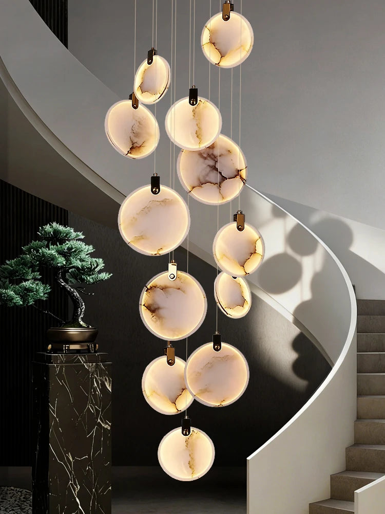 Staircase Pendant Light Lustre Minimalist Duplex Loft Marble Chandelier Villa High Ceiling Hanging Lamp Long Stair Chandelier
