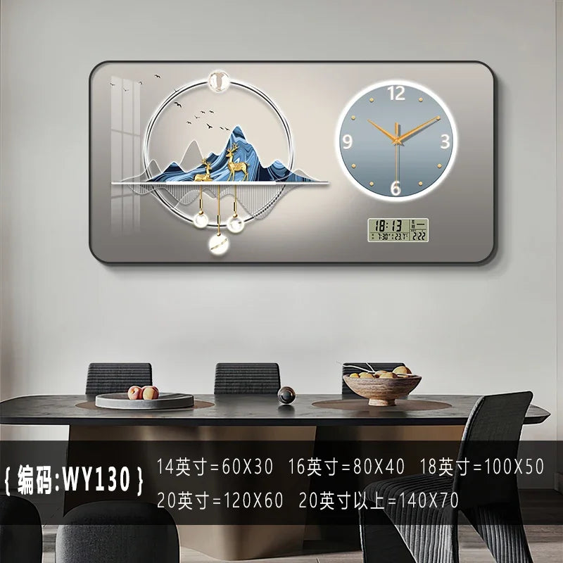 Nordic elk wall clock living room Creative fashion perpetual calendar electronic clock wall atmosphere dining room decoration