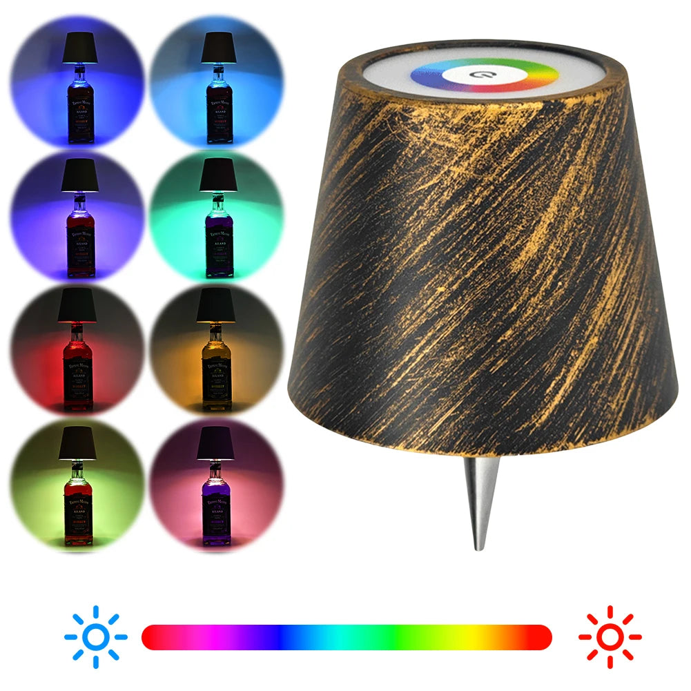 Wine Bottle LED Wireless Table Lamp 2000mAh 3 Colors Dimmable USB Rechargeable Dining Table Lights Beverage Lamp Top touch