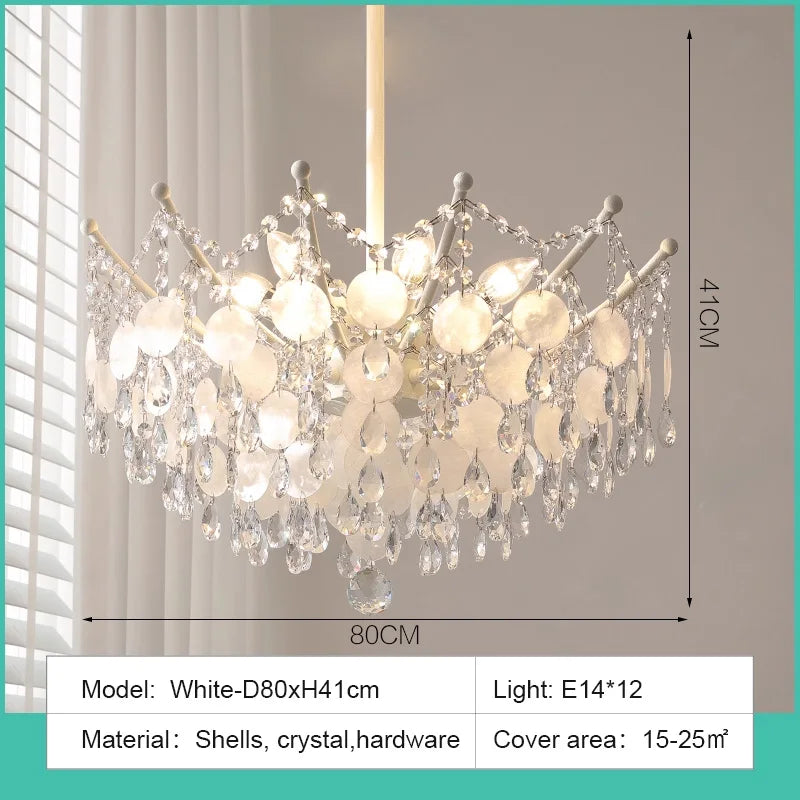 LED French Medieval Pendant Light Style Luxury Blue Crystal Chandelier for Villa Living Room Bedroom Hallway Ceiling Lamp