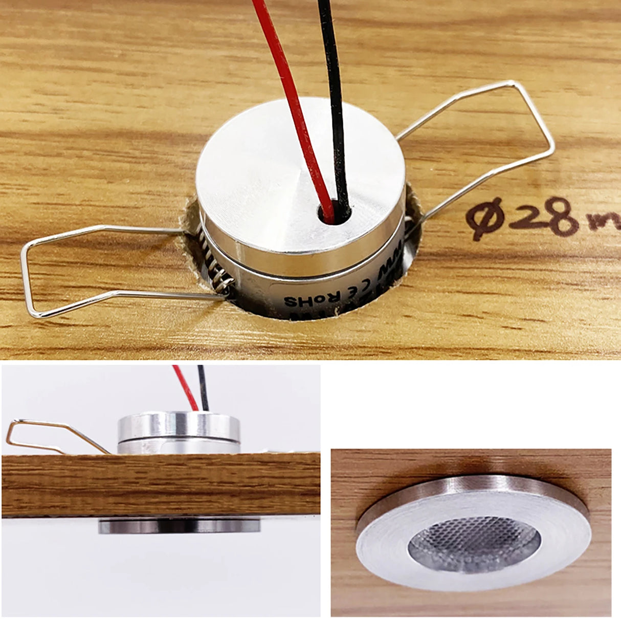 1W 12V Embedded Mini LED Downlight Kit with 100-240V Transformer - Glare-Free Dimmable Spotlight (28mm Cutout) for Indoor Decor