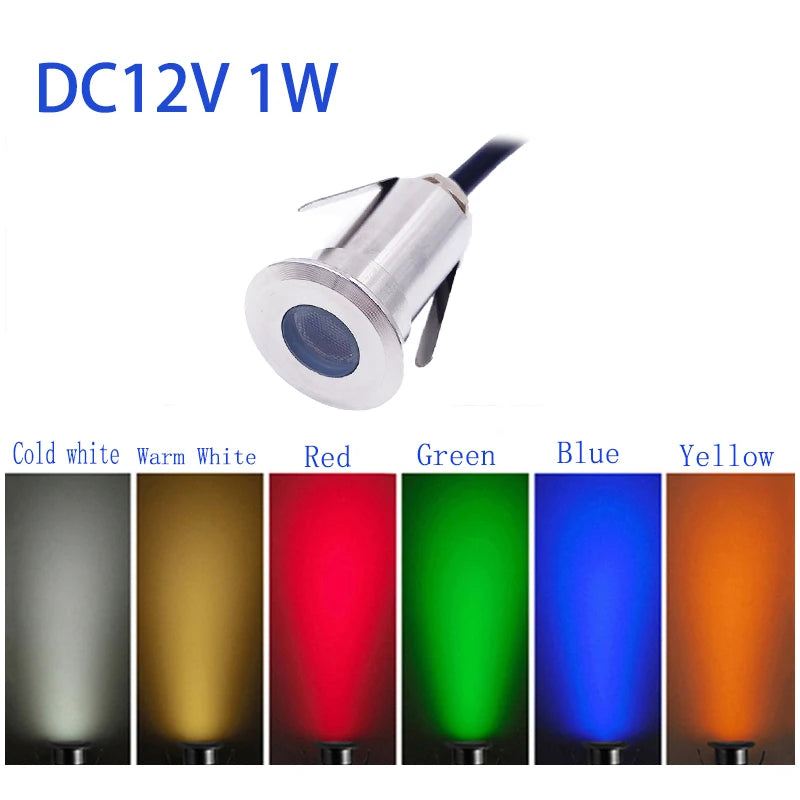 1W Mini LED IP68 Waterproof Stainless Steel Pool Underwater Lamp DC12V 24V Stair Pathway Garden Deck Spotlight Underground Light