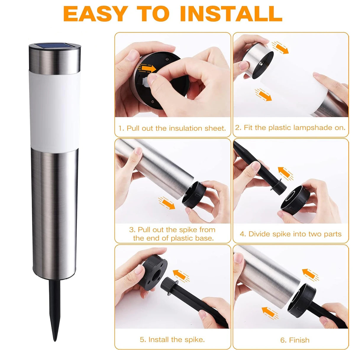 37.5*6cm Solar Garden Light Cylindrical Auto Lighting 6000k Exterior Lights Terraces Decoration Lantern Waterproof Outdoor