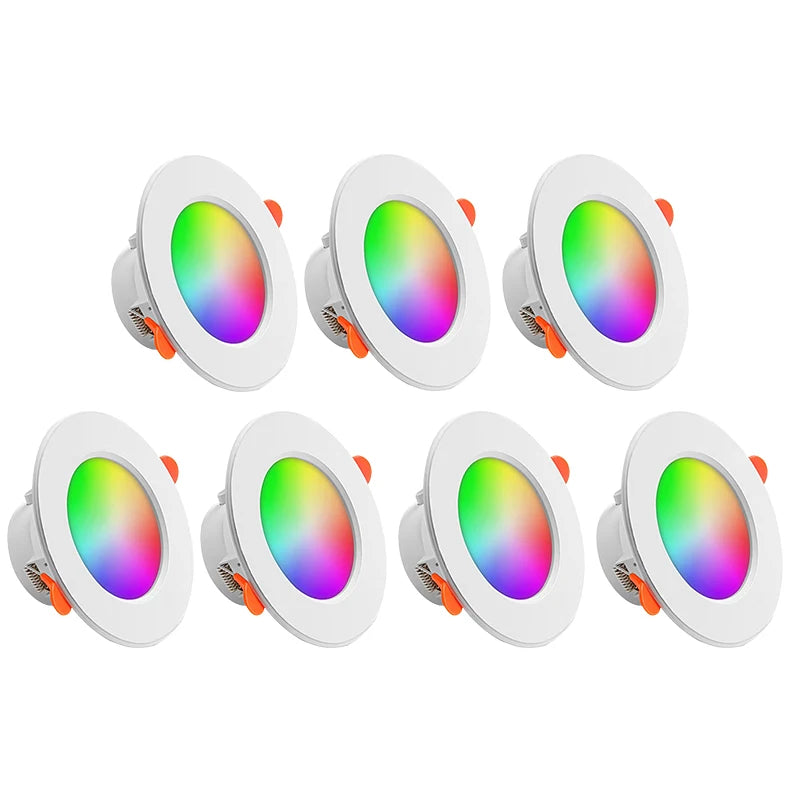 Tuya Smart WiFi 10W RGBCW LED Recessed Downlight (2700K-6500K) - App Dimmable Color-Changing & Tunable White Ceiling Spotlight Compatible with Alexa & Google Home
