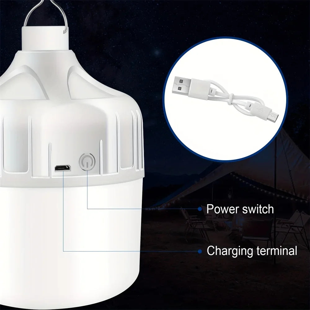 USB Rechargeable Led Bulb Portable Camping Light Bulb Emergency Lighting Flashlight Lights Outdoor Picnics Hanging Tent Light