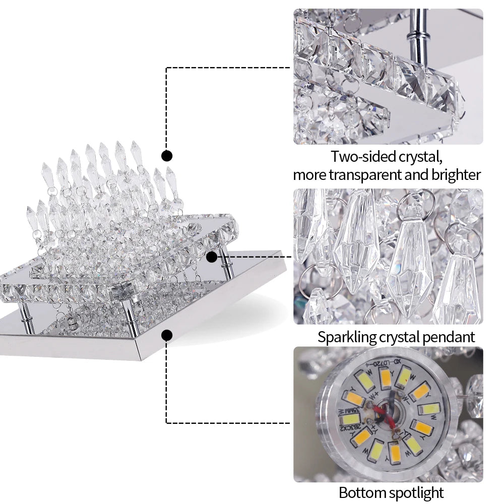Modern Ceiling Light Led Crystal Chandelier Living Room Bedroom Lustre Aisle Luminaire Home Decor Pendant Lamp Hanging Fixture