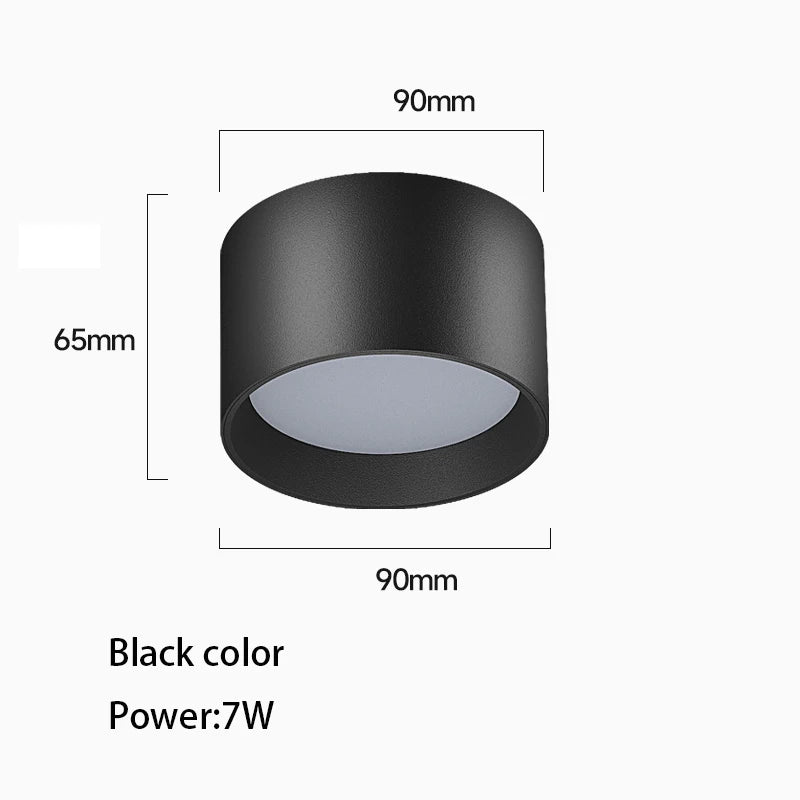 Led Downlight Surface Mounted Down Light Round Aluminum Ceiling Lamp White Black No Opening Spot For Living Room Bedroom Home