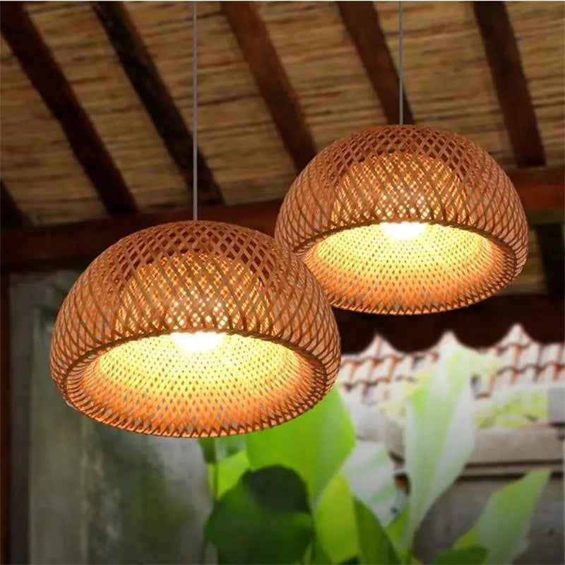 2026 Bamboo Pendant Lamps Hand Knitted Chinese Style Weaving Hanging Lamps 26cm Restaurant Home Decor Lighting Fixtures HOT
