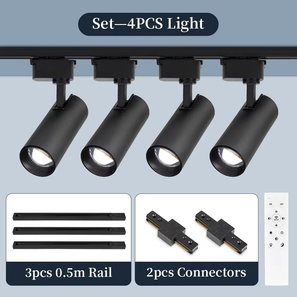 Remote Control Set LED Track Light Dimmable Ceiling Spotlight Rail Light Led Track Rail Spotlight Clothing Store Ceiling Lights