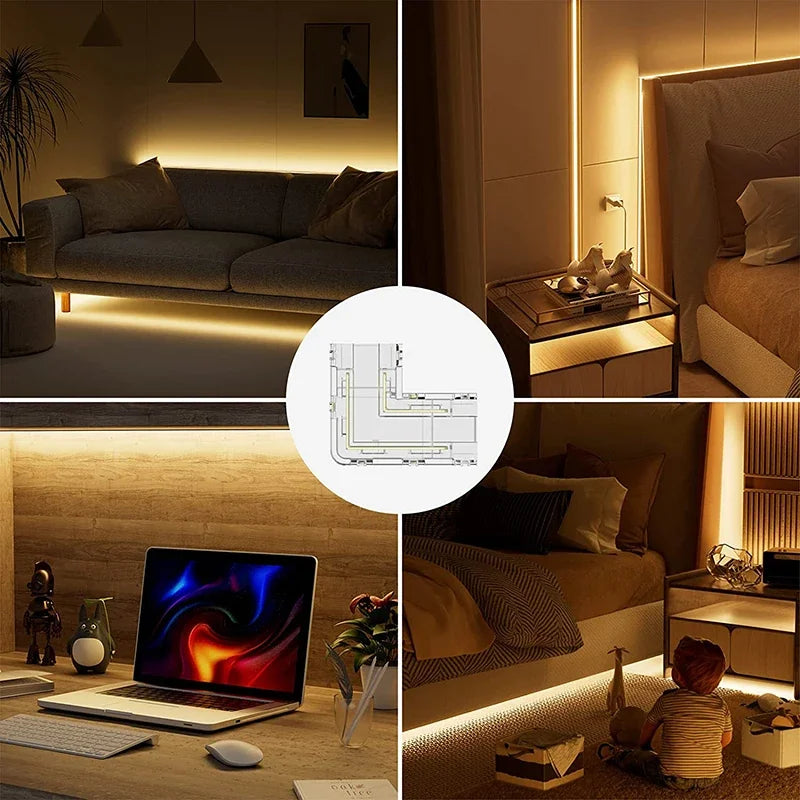 2Pin L-Shaped COB LED Connectors 8mm 10mm Strip to Strip Solderless Corner Connector for 2pin COB LED Strip Lights