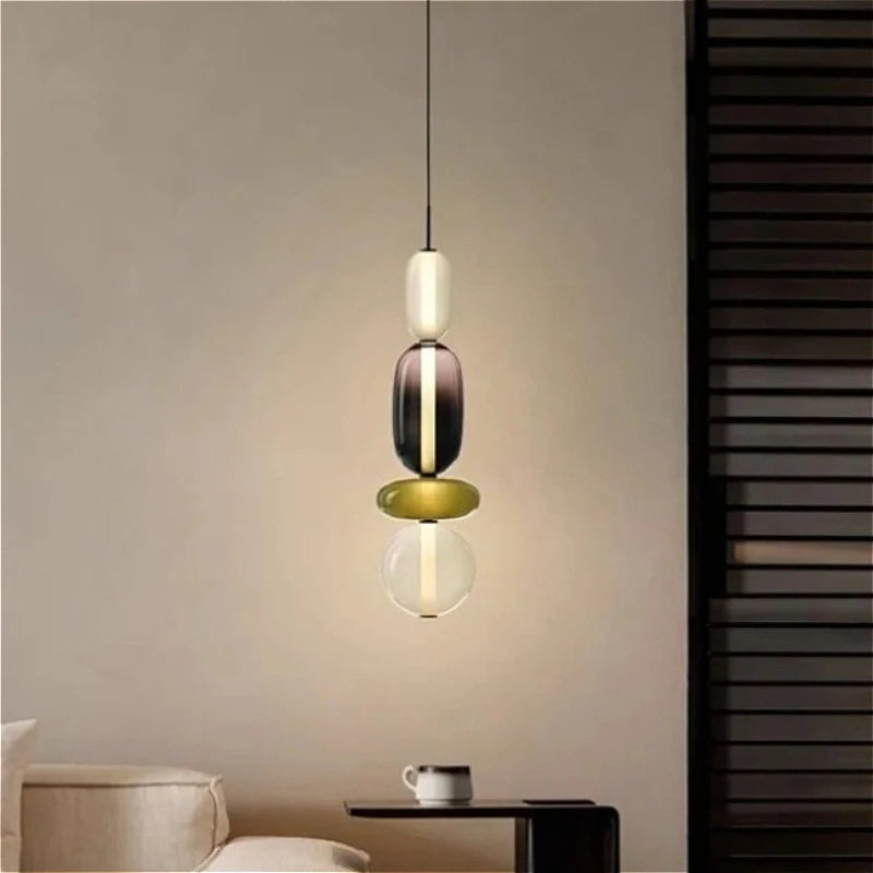 LED Pendant Light Restaurant Candy Glass LED Chandelier Luxury Stair Villa Master Bedroom Ceiling Lamps Home Decor Lamp Designer