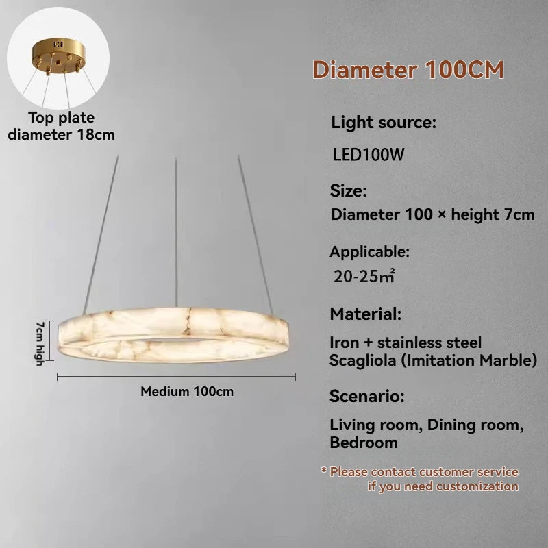 Imitation Marble Circular Resin Pendant Light - Modern Hanging Ceiling Lamp Fixture for Living Room, Bedroom & Home Decor