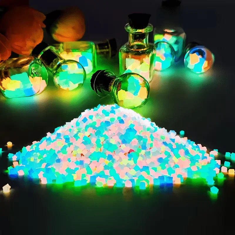 3000Pcs/Bag Luminous Glow Sand, Garden Wedding Party Aquarium Decor, Colorful Reusable Mini Landscape Pot Gardening Supplies