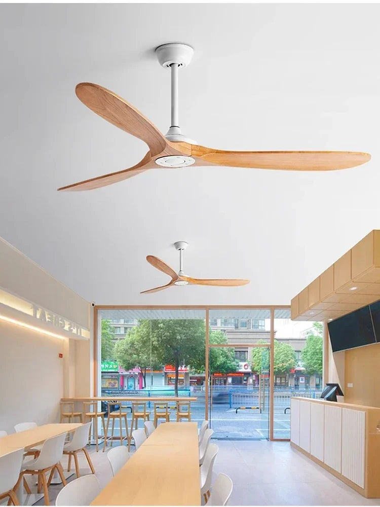 60 70 Inch Large Ceiling Fan Only Remote Control DC Motor Reverse Wood Blades Fans Lighting High Quanlity Design Wooden Fans