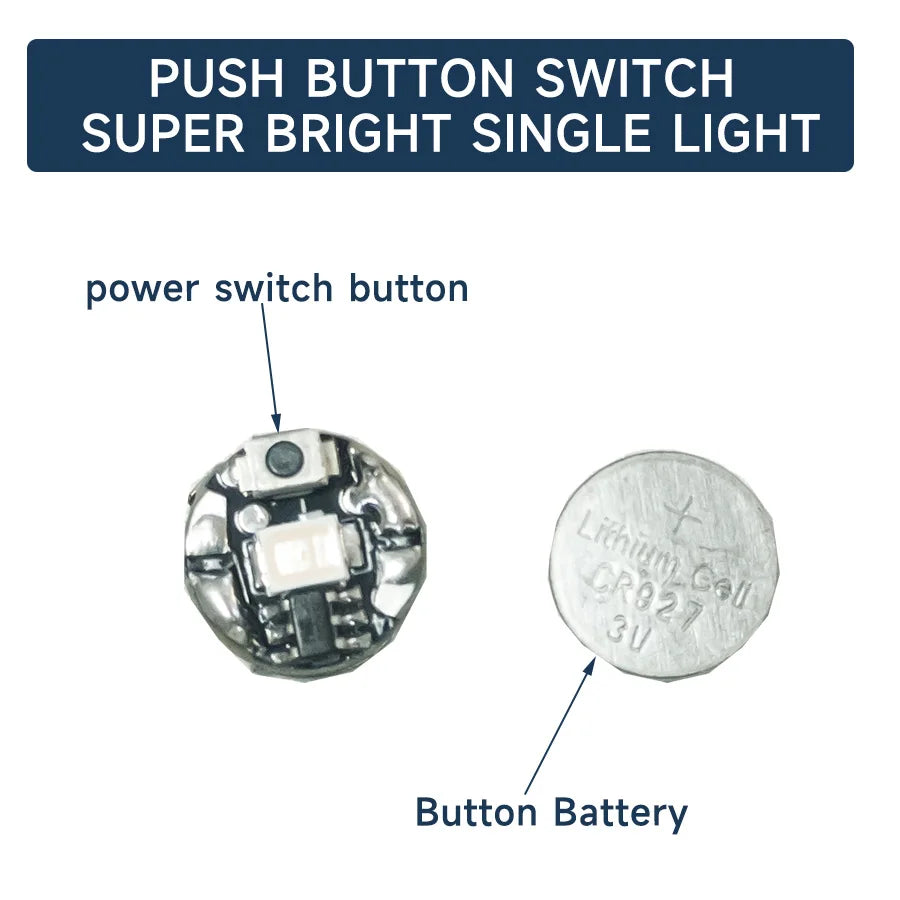 2PCS Miniature Wireless LED Light Modules - Super-Bright Push-Button Single Lamp for DIY Models