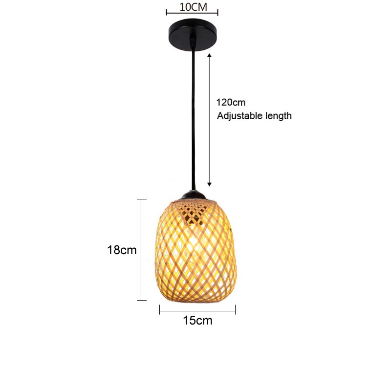 Bamboo Pendant Lamp Hand Knitted Chinese Style Weaving Hanging Lamps 18/19/30cm Restaurant Home Decor Lighting Fixtures