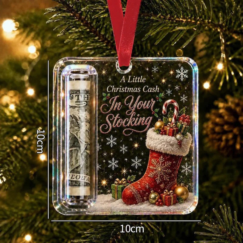 Money Storage Christmas Tree Hanging Ornament Clear Piggy Bank Christmas Decoration 2026 Cash Slot Hanging Pendant Navidad Decor