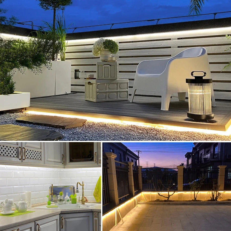 EU 220V COB LED Silicone Tube Light Strip Set (20M / 35M) - Waterproof High-Lumen Outdoor Rope Lighting for Villa, Garden & Pool