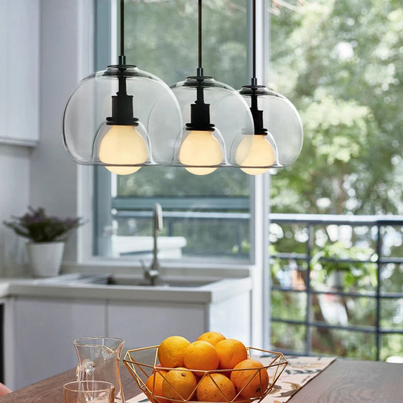Modern Nordic Led Pendant lamp 3 Heads Iron Glass Indoor Home Decors Chandeliers Dining Room Bar Salon Hanging Lamp Fixtures