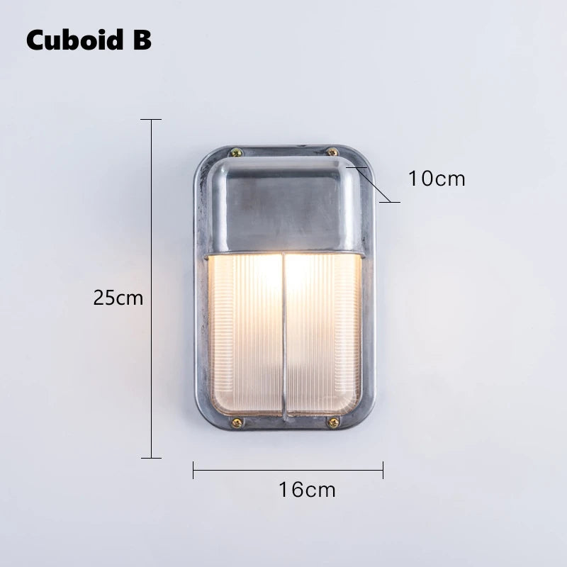 Retro Aluminum Outdoor LED Wall Lamp E27 Waterproof Moisture Industrial Garden Porch Light Bathroom Balcony Glass Ceiling Light