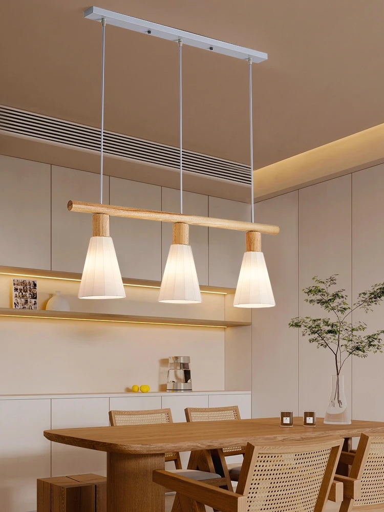 Nordic Dining Room Chandelier Indoor Lighting Led Pendent Lamp For Kitchen Bar Wooden Ceiling Hanging Light Glass Ball Decorate