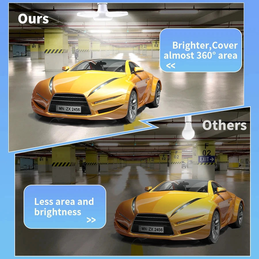 28W Fan Shape LED Bulb E27 LED Lamp Foldable 220V 110V Light Bulbs For Home Living Room Warehouse Garage Ceiling Light