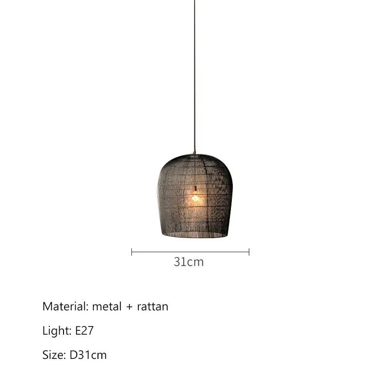 Modern Creative Led Pendant Lamp Handmade Rattan Bedside Dining Room Bar Chandelier Bedroom Bedside Lamp Hanging Light Fixture