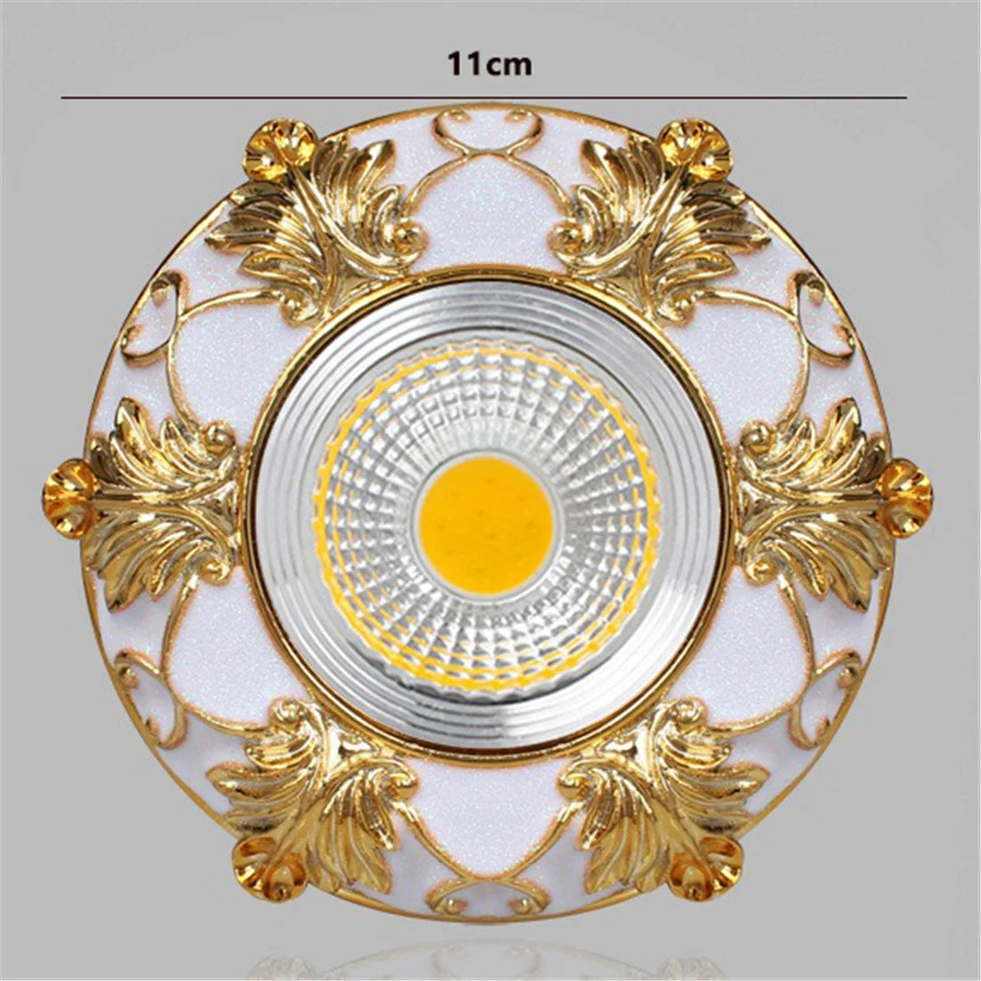 European Square Resin Golden Lace LED Recessed Downlight (3W/5W 220V) - Luxury Vintage Ceiling Spotlight Fixture (Fits 7.5cm Cutout) for Foyer, Dining Room & Corridor Decor