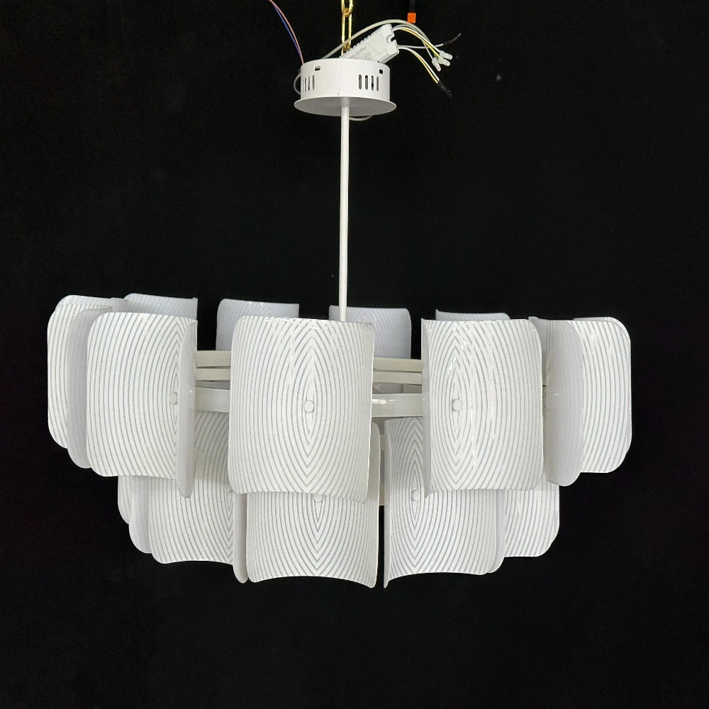 White Large Chandelier Minimalist Wabi Sabi Acrylic Lamp Dining Living Room Hotel Lobby Hanging Lamp Fixture