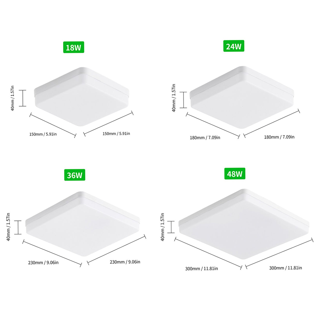 18/24/36/48W Square Ceiling Lamp LEDs Ceiling Light Flush Mounting Convenient Super Bright Ceiling Lamp Kitchen Bedroom Hallway