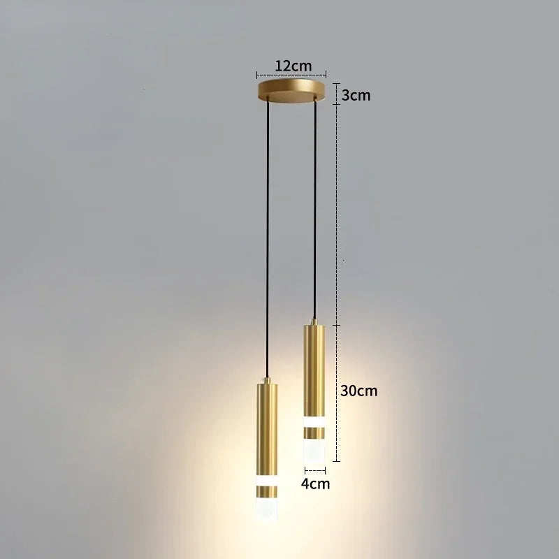 Modern Led Long Pendant Light for Bedroom Bedside Living Room Hanging Lamps Reading Lighting Double Spotlight Decor Chandelier