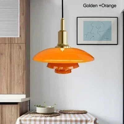 Designer Dish Glass Pendant Lighting Nordic Bedroom Hotel Home Decoration Fixtures Three-layer White Gold Silver