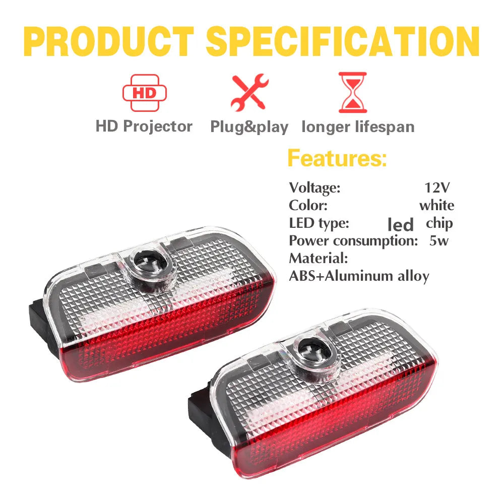 LED Car Door Interior Welcome Warning Light For VW Touareg 7P Golf 5 6 7 Jetta MK5 MK6 MK7 Passat B6 B7 B8 B9 Arteon CC EOS