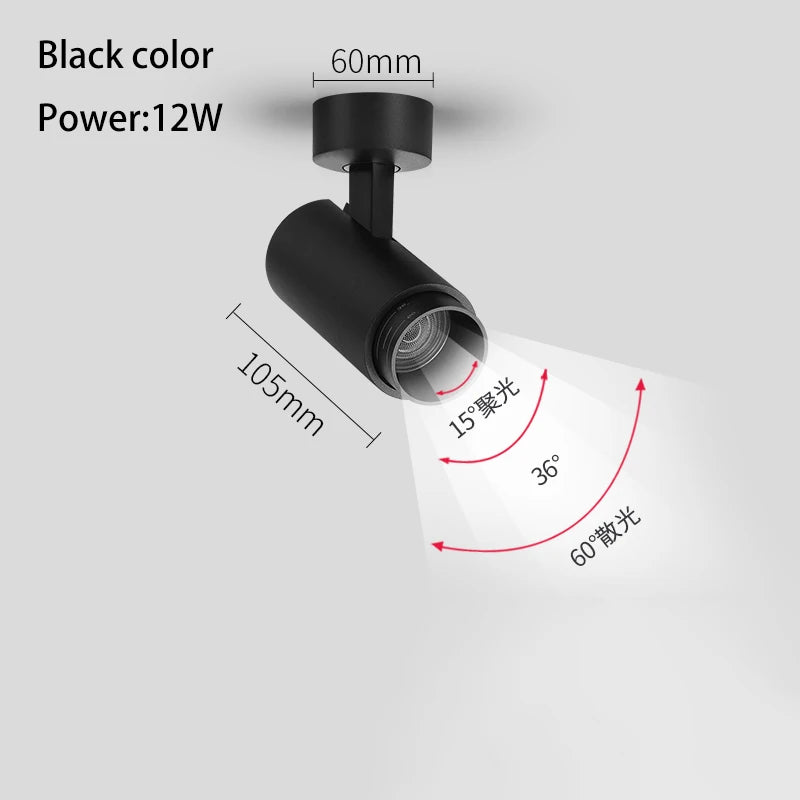 Zoomable LED Surface Spotlight - Adjustable Focus Ceiling Lamp for Retail Stores
