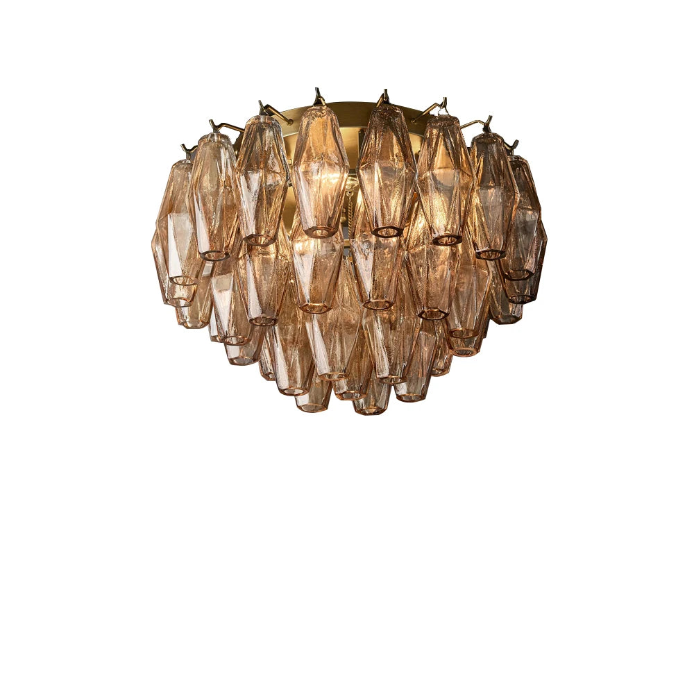 Postmodern Rhomboid Glass Pendant Ceiling Lights 2026 Copper Bronze Home Decoration Chandelier Lighting for Bedroom Living Room