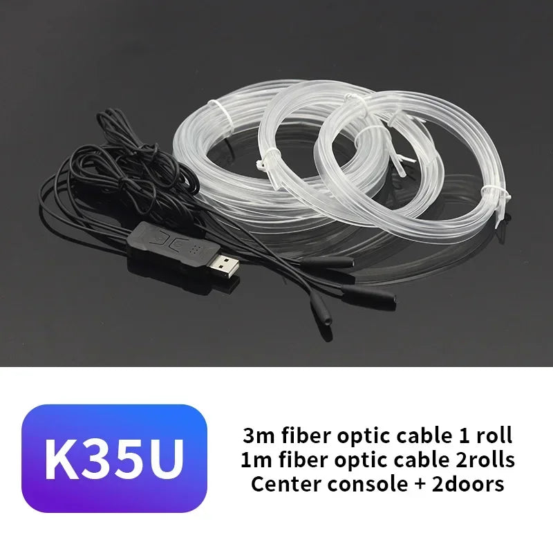 3M USB Blue LED Car Lnterior Atmosphere Light EL Cool Light Line Neon Strip For Automotive DIY Flexible Environmental Lights
