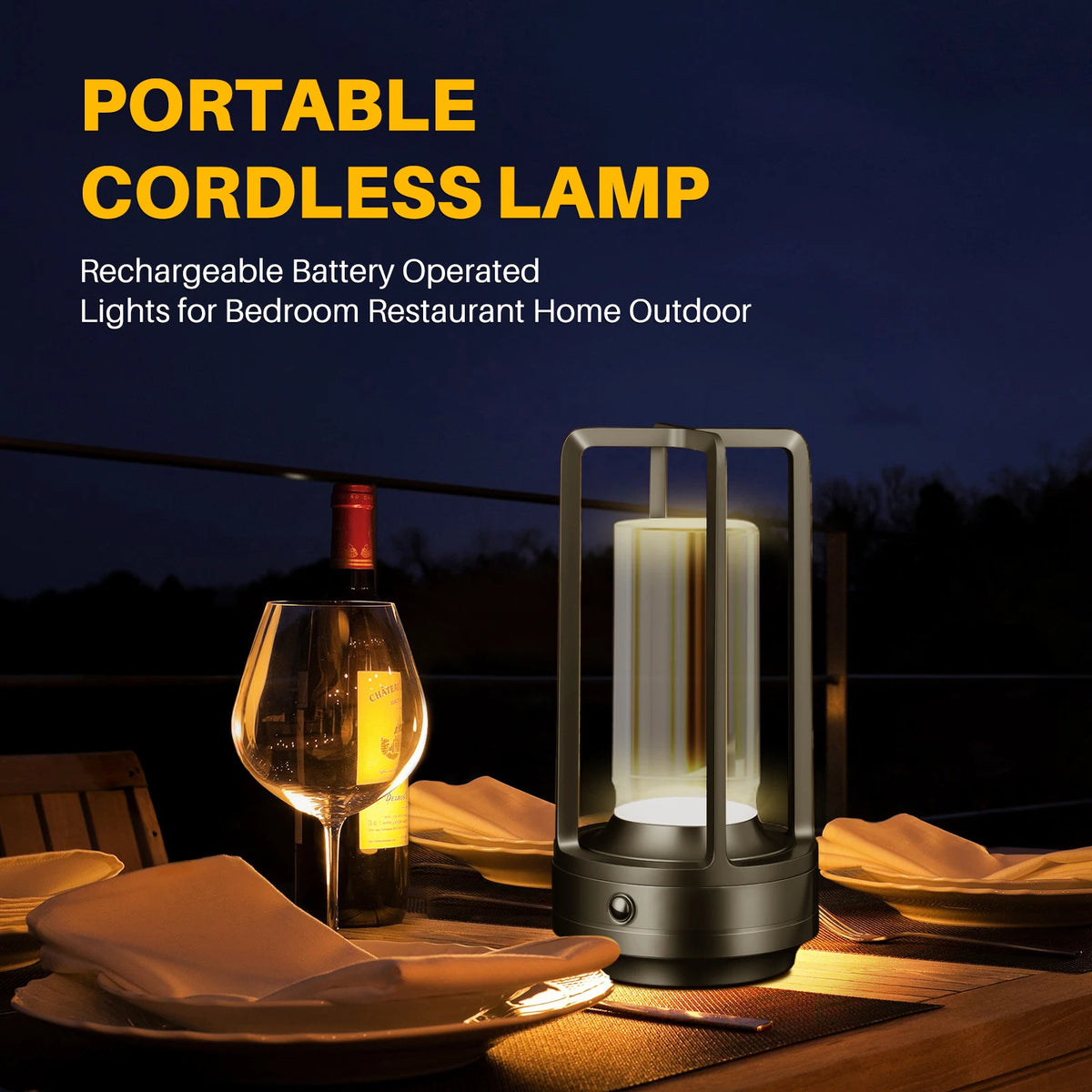 Cordless LED Table Lamp (Rechargeable Battery) - Creative Atmosphere Desk Light for Outdoor Camping, Restaurant, Bar & Bedroom Bedside Decor